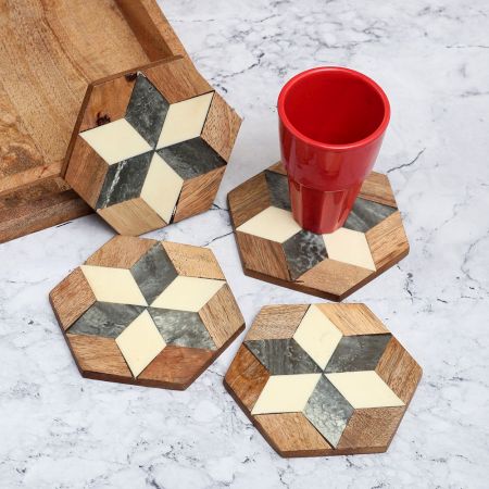 Handmade High Quality Wooden Coasters - Pack of 4